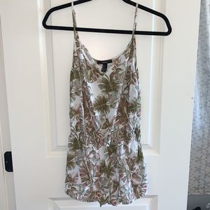 Forever 21 Small Leaf Printed Scrunched Romper